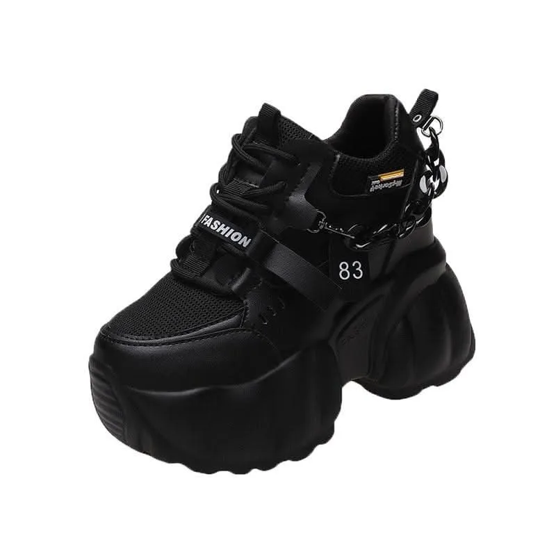 Women's Sneaker Wedge Shoes with Chain Design