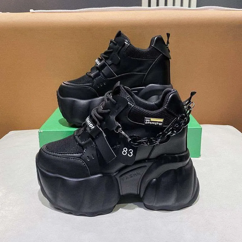 Women's Sneaker Wedge Shoes with Chain Design