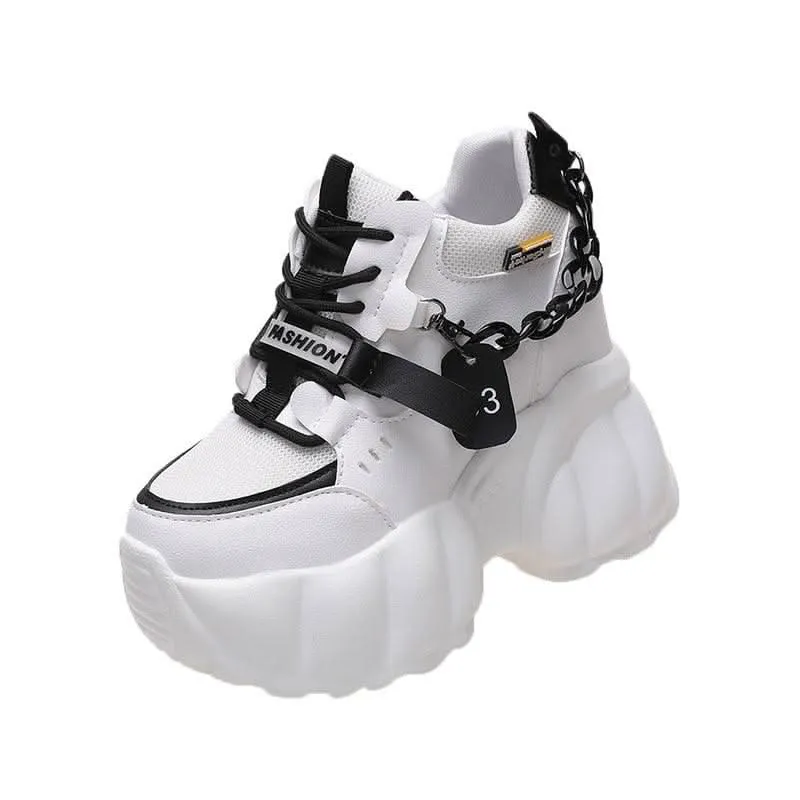 Women's Sneaker Wedge Shoes with Chain Design