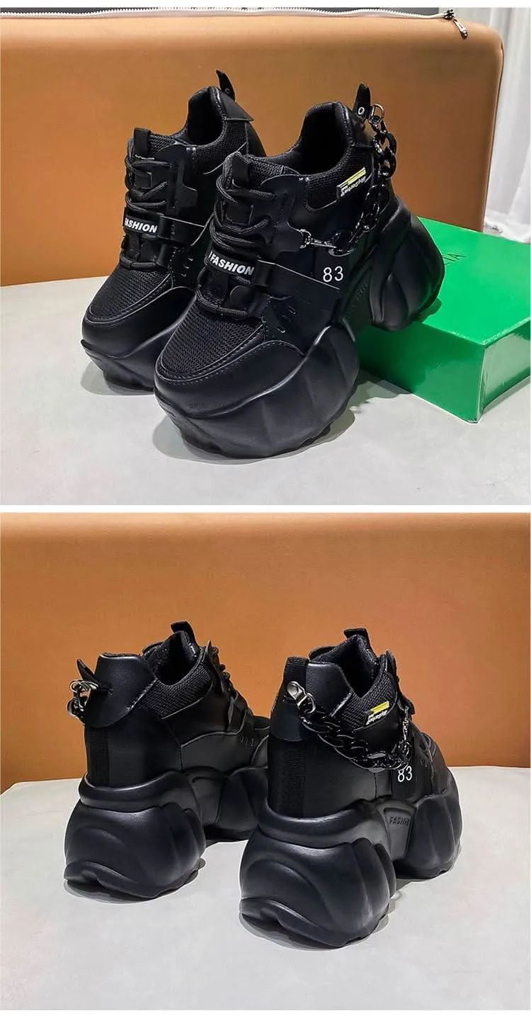 Women's Sneaker Wedge Shoes with Chain Design