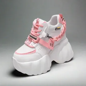 Women's Sneaker Wedge Shoes with Chain Design