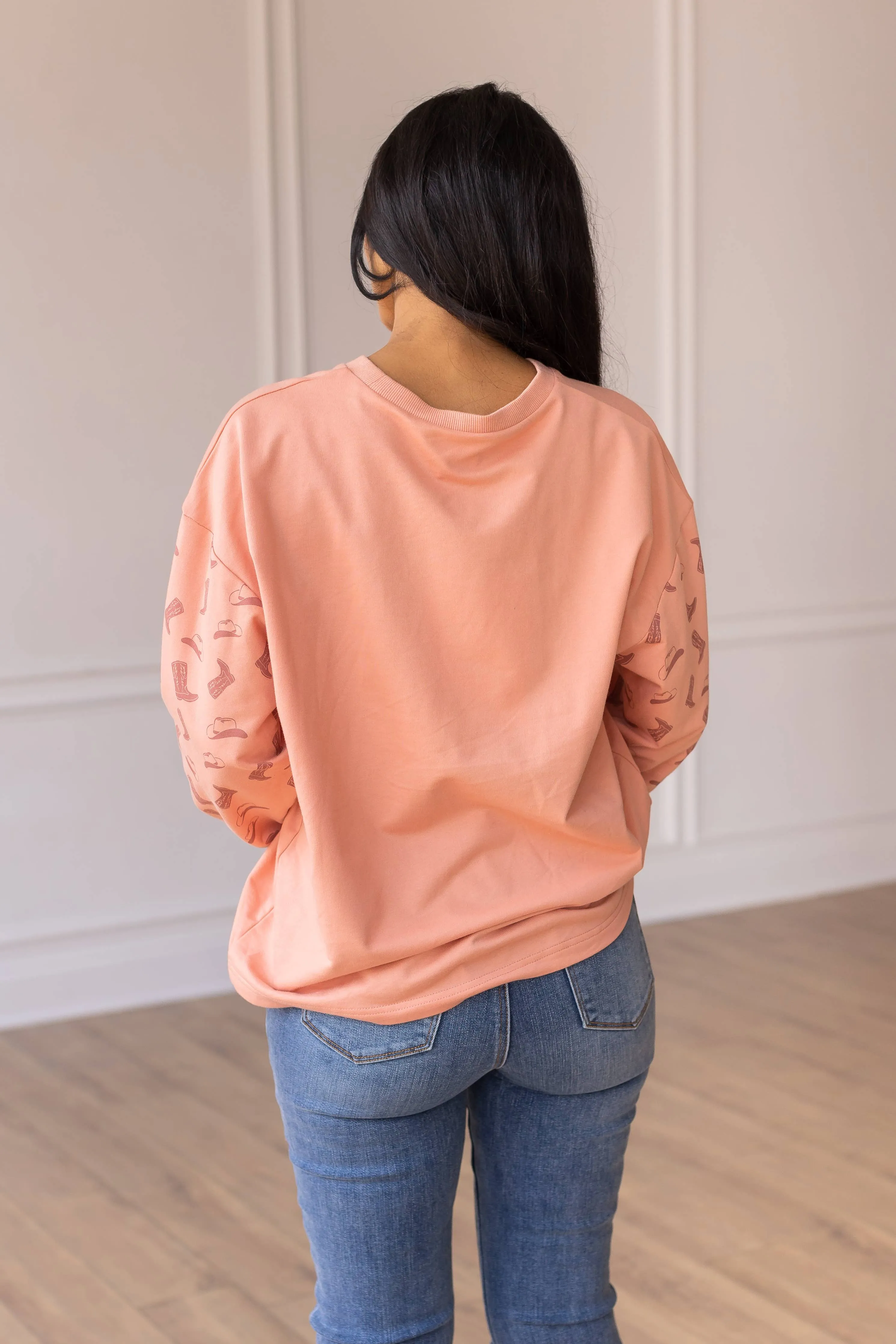 Yee Haw Blush Pink Pullover: Pink