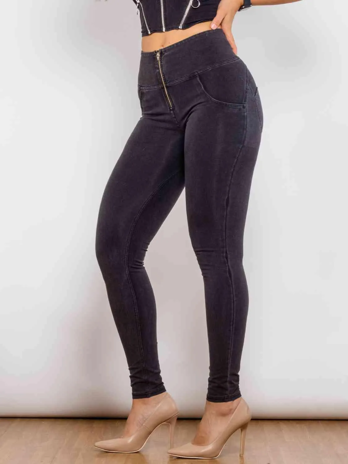 Zip-Up Skinny Jeans